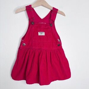 OshKosh B’Gosh Red Corduroy Vestbak Overall Dress Size 2T EUC